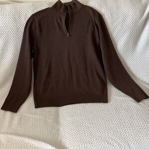 Banana Republic Men’s Brown Half-Zip Sweater Merino Wool